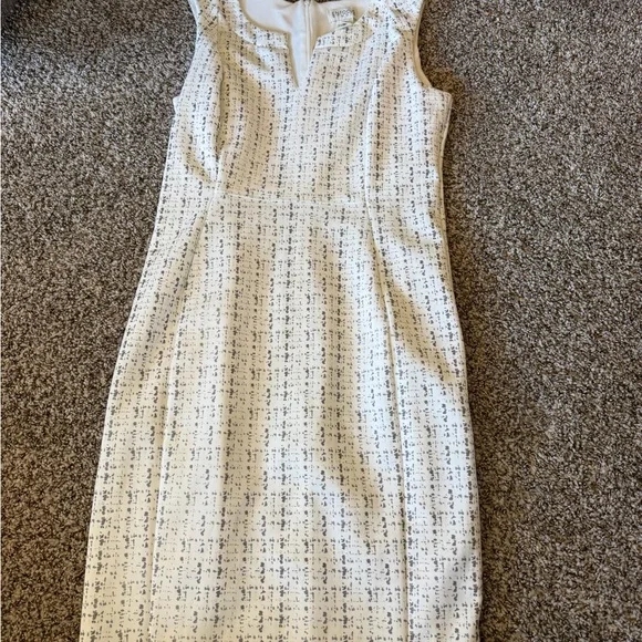 Enfocus Studio White Tweed Midi Sheath Dress with Black Speckle - Picture 3 of 6